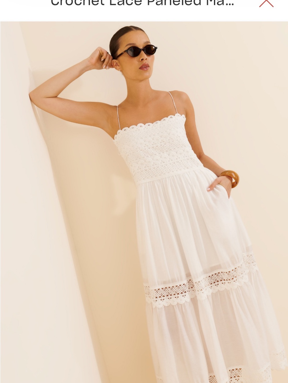 NWOT Anthropologie Cubic White Eyelet Crochet Tiered Maxi Dress M